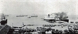 横浜港 大棧橋及第一号岸壁に於ける汽船の繋留
